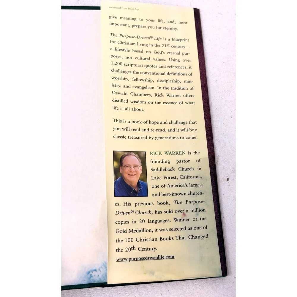 Rick Warren The Purpose Driven Life Hardcover 2002 Zondervan Christian Book w DJ
